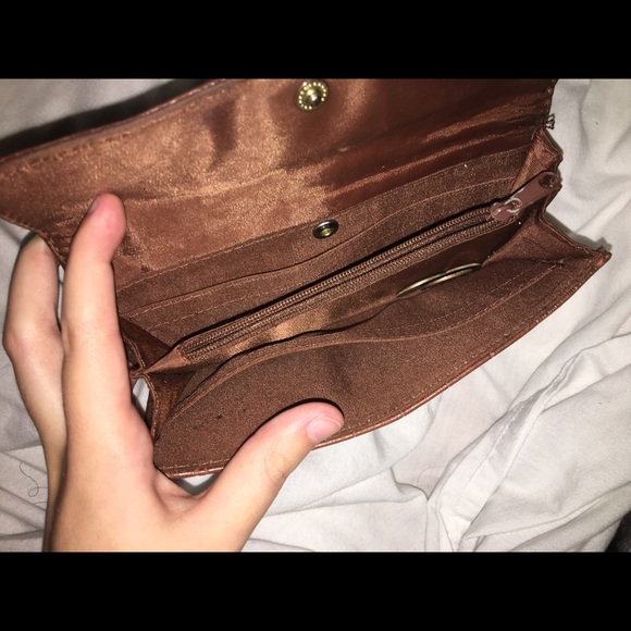 Brown Leather Scaled Wallet Clutch - Picture 4 of 4